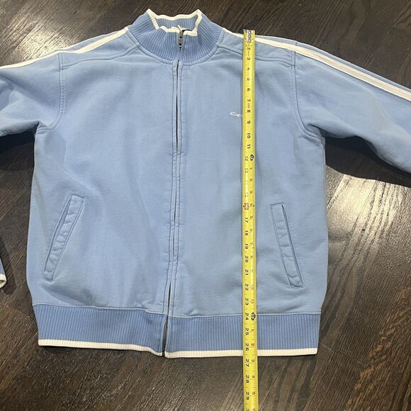 Vintage Ocean Pacific Jacket Men’s XL Light Blue Y2K Full Zip White Stripe - Picture 5 of 6